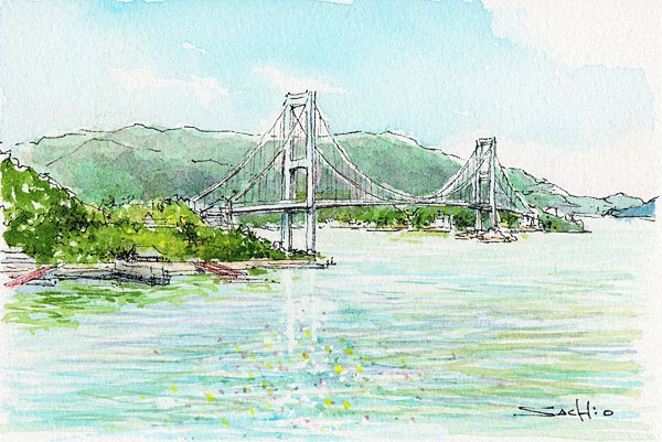 田中佐知男 橋の水彩画